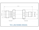 YX-1.85/SSMA-KKG01 Коаксиальный RF-адаптер с разъемом 1.85 мм (гнездо) и  SSMA (гнездо)