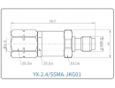 YX-2.4/SSMA-JKG01 Коаксиальный RF-адаптер с разъемом 2.4 мм (штекер) и  SSMA (гнездо)