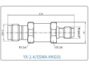 YX-2.4/SSMA-KKG01 Коаксиальный RF-адаптер с разъемом 2.4 мм (гнездо) и  SSMA (гнездо)