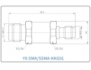 YX-SMA/SSMA-KKG01 Коаксиальный RF-адаптер с разъемом SMA (гнездо) и SSMA (гнездо)