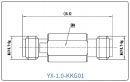 YX-1.0-KKG Коаксиальный RF-адаптер с разъемом 1.0 мм (гнездо-гнездо)