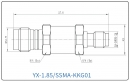 YX-1.85/SSMA-KKG01 Коаксиальный RF-адаптер с разъемом 1.85 мм (гнездо) и  SSMA (гнездо)