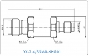 YX-2.4/SSMA-KKG01 Коаксиальный RF-адаптер с разъемом 2.4 мм (гнездо) и  SSMA (гнездо)