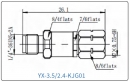 YX-3.5/2.4-KJG01 Коаксиальный RF-адаптер с разъемом 3.5 мм (гнездо) и  2.4 мм (штекер)