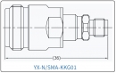 YX-N/SMA-KKG01 Коаксиальный RF-адаптер с разъемом N (гнездо) и SMA (гнездо)