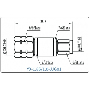 YX-1.85/1.0-JJG01 Коаксиальный RF-адаптер с разъемом 1.85 мм (штекер) и  1.0 мм (штекер)