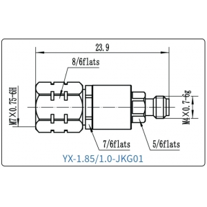 YX-1.85/1.0-JKG01 Коаксиальный RF-адаптер с разъемом 1.85 мм (штекер) и  1.0 мм (гнездо)