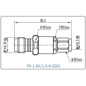 YX-1.85/1.0-KJG01 Коаксиальный RF-адаптер с разъемом 1.85 мм (гнездо) и  1.0 мм (штекер)
