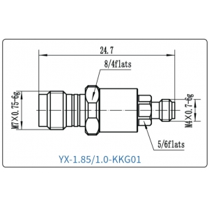 YX-1.85/1.0-KKG01 Коаксиальный RF-адаптер с разъемом 1.85 мм (гнездо) и  1.0 мм (штекер)