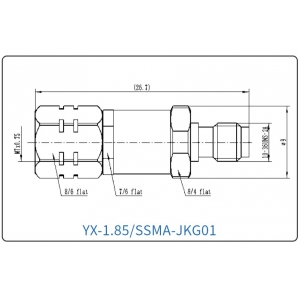 YX-1.85/SSMA-JKG01 Коаксиальный RF-адаптер с разъемом 1.85 мм (штекер) и  SSMP (гнездо)