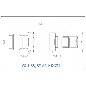 YX-1.85/SSMA-KKG01 Коаксиальный RF-адаптер с разъемом 1.85 мм (гнездо) и  SSMP (гнездо)