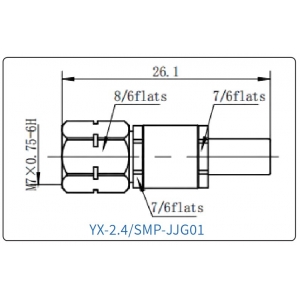 YX-2.4/SMP-JJG01 Коаксиальный RF-адаптер с разъемом 2.4 мм (штекер) и  SMP (штекер)