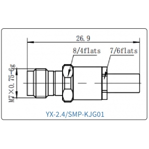 YX-2.4/SMP-KJG01 Коаксиальный RF-адаптер с разъемом 2.4 мм (гнездо) и  SMP (штекер)