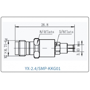 YX-2.4/SMP-KKG01 Коаксиальный RF-адаптер с разъемом 2.4 мм (гнездо) и  SMP (гнездо)