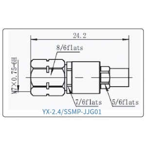 YX-2.4/SSMP-JJG01 Коаксиальный RF-адаптер с разъемом 2.4 мм (штекер) и  SSMP (штекер)