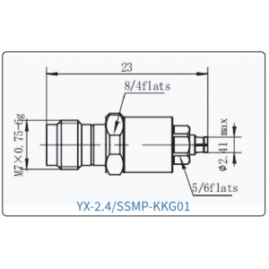 YX-2.4/SSMP-KKG01 Коаксиальный RF-адаптер с разъемом 2.4 мм (гнездо) и  SSMP (гнездо)