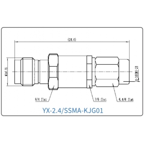 YX-2.4/SSMA-KJG01 Коаксиальный RF-адаптер с разъемом 2.4 мм (гнездо) и  SSMP (штекер)