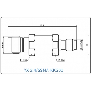 YX-2.4/SSMA-KKG01 Коаксиальный RF-адаптер с разъемом 2.4 мм (гнездо) и  SSMP (гнездо)