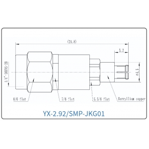 YX-2.92/SMP-JKG01 Коаксиальный RF-адаптер с разъемом 2.92 мм (штекер) и  SMP (гнездо)
