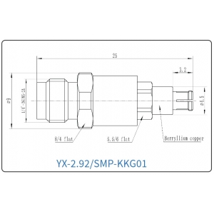 YX-2.92/SMP-KKG01 Коаксиальный RF-адаптер с разъемом 2.92 мм (гнездо) и  SMP (гнездо)