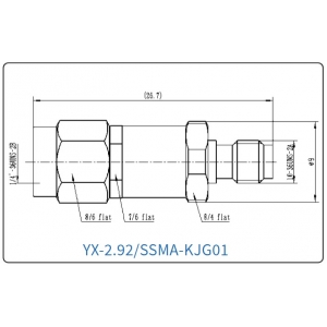 YX-2.92/SSMA-KJG01 Коаксиальный RF-адаптер с разъемом 2.92 мм (гнездо) и  SSMA (штекер)