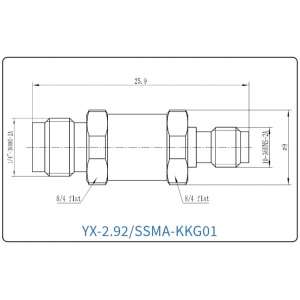 YX-2.92/SSMA-KKG01 Коаксиальный RF-адаптер с разъемом 2.92 мм (гнездо) и  SSMA (гнездо)