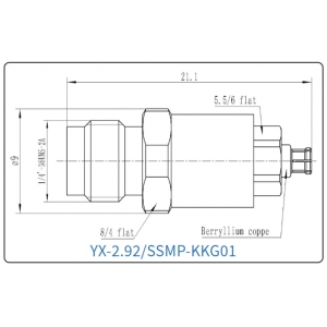 YX-2.92/SSMP-KKG01 Коаксиальный RF-адаптер с разъемом 2.92 мм (гнездо) и  SSMP (гнездо)