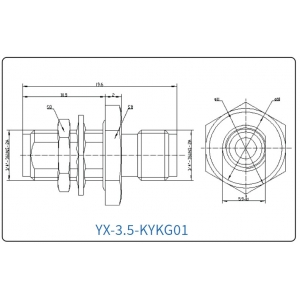 YX-3.5-KYKG01 Коаксиальный RF-адаптер с круглым фланцем и с разъемом 3.5 мм (гнездо-гнездо)