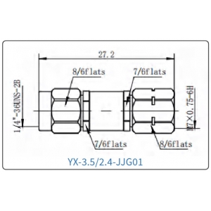 YX-3.5/2.4-JJG01 Коаксиальный RF-адаптер с разъемом 3.5 мм (штекер) и  2.4 мм (штекер)