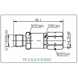 YX-3.5/2.4-KJG01 Коаксиальный RF-адаптер с разъемом 3.5 мм (гнездо) и  2.4 мм (штекер)