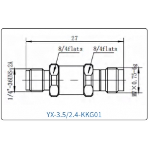YX-3.5/2.4-KKG01 Коаксиальный RF-адаптер с разъемом 3.5 мм (гнездо) и  2.4 мм (гнездо)