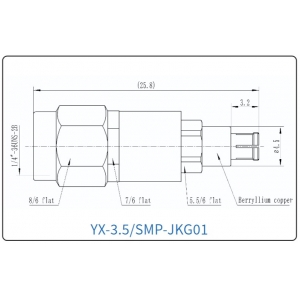 YX-3.5/SMP-JKG01 Коаксиальный RF-адаптер с разъемом 3.5 мм (штекер) и  SMP (гнездо)