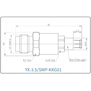 YX-3.5/SMP-KKG01 Коаксиальный RF-адаптер с разъемом 3.5 мм (гнездо) и  SMP (гнездо)