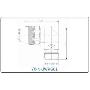 YX-N-JWKG01 Коаксиальный изогнутый RF-адаптер с разъемом N (штекер-гнездо)