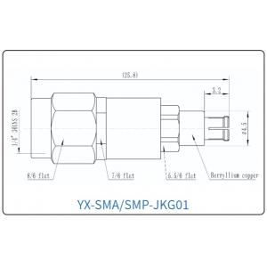 YX-SMA/SMP-JKG01 Коаксиальный RF-адаптер с разъемом SMA (штекер) и SMP (гнездо)