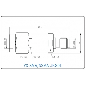 YX-SMA/SSMA-JKG01 Коаксиальный RF-адаптер с разъемом SMA (штекер) и SSMA (гнездо)