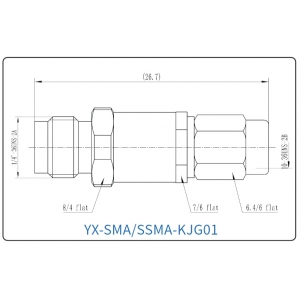 YX-SMA/SSMA-KJG01 Коаксиальный RF-адаптер с разъемом SMA (гнездо) и SSMA (штекер)