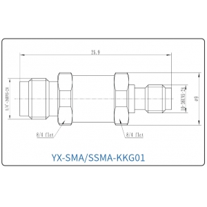 YX-SMA/SSMA-KKG01 Коаксиальный RF-адаптер с разъемом SMA (гнездо) и SSMA (гнездо)