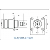 YX-N/SMA-KFKG01 Коаксиальный RF-адаптер с фланцем с четырьмя отверстиями и с разъемом N (гнездо), SMA (гнездо)